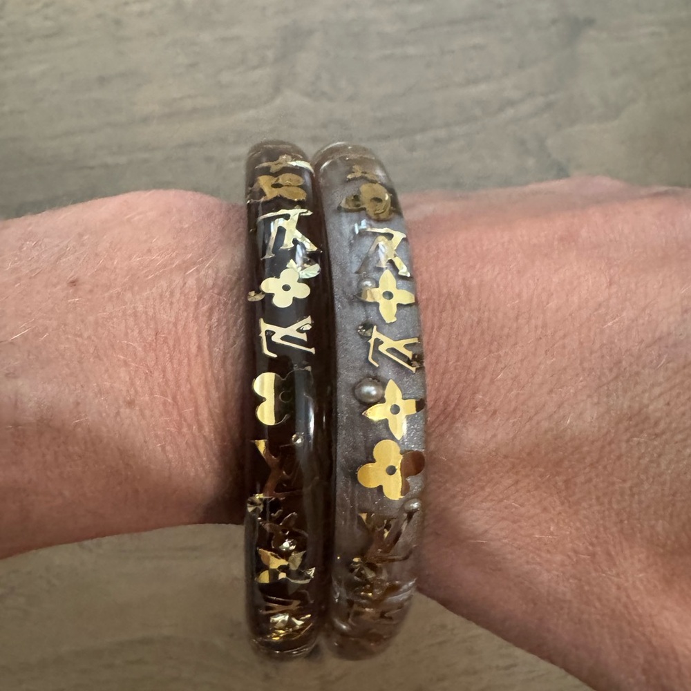 Louis Vuitton Gold Floral Resin Bangles